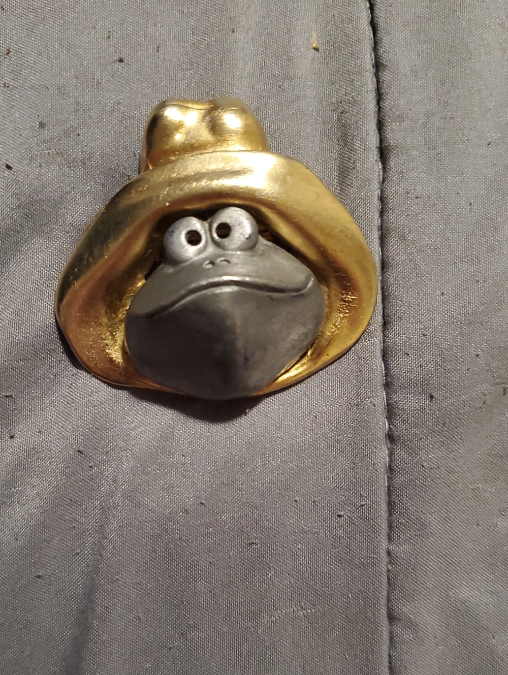 Gold and Gray Frog Hat Decorative Pin - Pets Bird Accessory